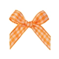 Handmade 2cm orange and white gingham plaid ribbon bow for DIY crafts and decor - Orange Plaid Style (#18)