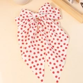 Barrette à cheveux nœud blanc avec imprimé fraise rouge et rubans élégants - Imprimé Petites Fraises