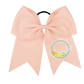Chouchou avec nœud en ruban gros-grain rose pêche, broderie et bande élastique noire - Rose Clair - Style Lettre O