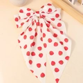 Barrette à cheveux nœud blanc avec motif fraise rouge et texture en tissu - Imprimé Grosses Fraises