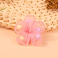 Pink handmade mesh flower accessory with colorful beads for DIY crafts and hair clips - Pink Mesh Flower With Yellow Purple Beads (#1)