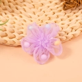 Delicate purple mesh five-petal flower filled with colorful pastel macaron beads - Purple Mesh Flower With Multicolor Beads (#2)