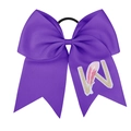 Chouchou noeud en tissu côtelé violet avec broderie W et élastique noir robuste - Violet - Style Lettre W