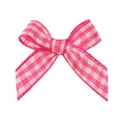 Pink and white gingham plaid ribbon bow handmade for clothing and gift accessories - Pink White Plaid Style (#21)