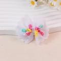 Lazo de encaje blanco hecho a mano con cintas rizadas de colores para accesorios de pelo - Blanco
