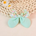 Floral print and mint green fabric bow accessory for DIY children clothing and hair crafts - Green