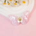 Farfalla rosa con paillettes e piccolo fiore bianco per accessori capelli fai da te - Stile Rosa Pallido
