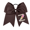 Grand chouchou n粗ud en tissu marron foncé avec broderie de lettre Z élégante - Brun Foncé - Style Lettre Z