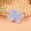 Handmade light blue mesh five-petal flower accessory with colorful decorative mini beads - Light Blue Mesh Flower With Colorful Balls (#4)