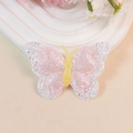 Pink and white butterfly sequin applique with colorful glitter for DIY hair accessories - Pink Blue Iridescent (#2)