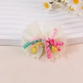 Lazo de encaje para el pelo con cintas en espiral de colores y detalle de gasa de malla - Blanco Roto