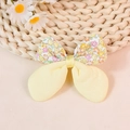Floral and yellow fabric bow accessory for DIY crafts and children clothing decor - Yellow