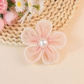 Zarte rosa Netzhautblume mit weißen Perlen, ideal für DIY-Haarschmuck oder Kleidungsstücke - Rosa