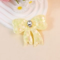 Sweet yellow sequin bow hair clip with a large central rhinestone and mesh tassels - Yellow (Style 2)