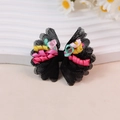 Pinza para el pelo con lazo de encaje negro y cintas espirales de colores para niña - Negro