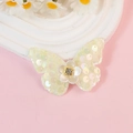 Glinsterende gele vlinder haaraccessoire met witte bloem en strass steentje - Lichtgeel Stijl