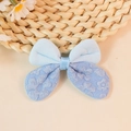 Lichtblauwe strik met bloemenpatroon voor DIY haaraccessoires en kledingdecoratie - Blauw