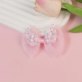 Nœud en tulle rose avec paillettes pour accessoires cheveux DIY et vêtements enfants - Rose