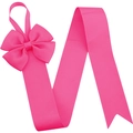Rose pink grosgrain ribbon hair clip organizer with bow and hanging loop - Rose Red
