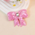 Pink sequin bow hair accessory with a sparkling oval crystal center decoration - Magenta (Style 4)