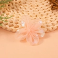 Handmade light orange mesh flower accessory with colorful laser sequins and petals - Apricot Mesh Laser Sequin Flower (#7)