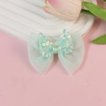 Mint green double-layer mesh bow hairclip with iridescent sequins for kids fashion - Green