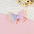 Sparkly purple and pink gradient butterfly hair accessory with center faux gemstone - Purple Pink Dreamy (Style 6)