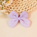 Handmade purple polyester bow accessory featuring a unique lace and plain fabric patchwork - Purple