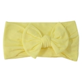 Soft nylon baby headband with large handmade bow in pale yellow color - Beige