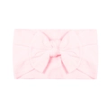 Soft pink nylon baby headband with a large bow detail for infants and newborns - Light Pink