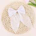 Nœud de cheveux élégant en organza blanc translucide avec strass brillants et rubans - Blanc (Sans Clip)