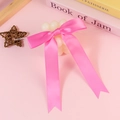 Vibrant pink satin bow tie with long ribbon tails for gift boxes and hair decor - Without Ties / Deep Pink