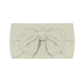 Soft nylon elastic baby headband with large bow in beige for infants and toddlers - Gray