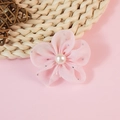 Pink tulle flower accessory with small silver rhinestones and white faux pearl center - Pink (Style 1)