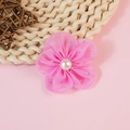 Pink fabric rivet flower with faux pearl and rhinestones for hair accessories and DIY - Pink (Style 2)
