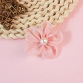 Pink mesh fabric flower accessory with central pearl and silver sequins for hair decor - Pink (Style 3)