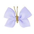 Light purple polyester grosgrain ribbon bow with elegant golden metallic thread wrap - Purple (#1)