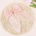 Elegant pink pearlescent organza bow with rhinestones and long ribbons for hair or shoes - Light Green (Without Clip)