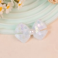 White lace bow hair clip with iridescent sequins and faux pearl center decoration - White (#2)