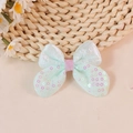 Sparkly light blue sequin bow accessory with pink glitter center for DIY crafts - Light Green