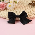 Classic black polyester satin bow accessory for DIY hair clips and gift decoration - Black Style (#4)