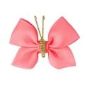 Pink grosgrain ribbon bow with gold wire center for DIY gift wrapping and hair accessories - Pink (#5)