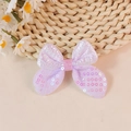 Sparkly light purple sequin bow applique with pink glitter center for hair accessories - Purple