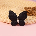 Elegante lazo de satén negro decorado con tres perlas blancas verticales finas - Negro (#3)
