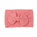 Soft nylon baby headband with a coral pink bow knot design for a gentle hair accessory - Dark Mauve