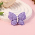 Delicate purple butterfly mesh embroidery accessory with three white pearls detail - Purple