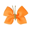 Handmade orange grosgrain ribbon butterfly bow with metallic gold center detail - Orange (#7)