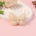 Elegant champagne embroidery butterfly patch with pearls for hair accessories - Champagne