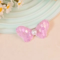 Pink sequined lace butterfly patch with white pearl bead for DIY hair accessories - Pink Purple (#6)