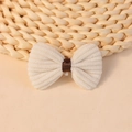 Beige corduroy bow with brown satin ribbon center for DIY hair accessories and clothing - Beige Corduroy Style (#6)